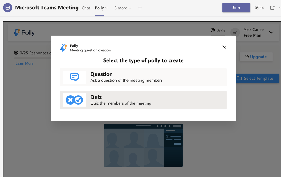 Quizzes in Teams Meetings